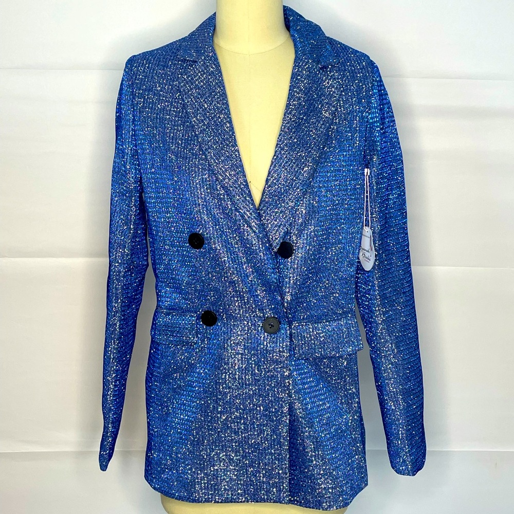 Blue Glitter Blazer Suit Jacket